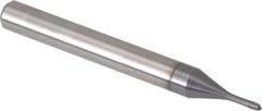 Accupro - 1.5mm Diam, 1.5mm LOC, 2 Flute Solid Carbide Ball End Mill - AlTiN Finish, Single End, 57mm OAL, 6mm Shank Diam - USA Tool & Supply