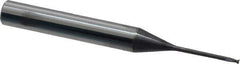 Accupro - 1.2mm, 2 Flute, Single End, Solid Carbide, 0.1mm Corner Radius End Mill - 57mm OAL, 30° Helix, Right Hand Flute, 1.2mm LOC, Right Hand Cut, 15mm Extended Reach - USA Tool & Supply