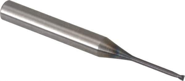Accupro - 1.5mm, 2 Flute, Single End, Solid Carbide, 0.15mm Corner Radius End Mill - 57mm OAL, 30° Helix, Right Hand Flute, 1.5mm LOC, Right Hand Cut, 15mm Extended Reach - USA Tool & Supply