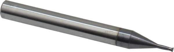 Accupro - 1.5mm, 2 Flute, Single End, Solid Carbide, 0.15mm Corner Radius End Mill - 57mm OAL, 30° Helix, Right Hand Flute, 1.5mm LOC, Right Hand Cut, 5mm Extended Reach - USA Tool & Supply