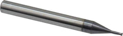 Accupro - 1.5mm, 2 Flute, Single End, Solid Carbide, 0.15mm Corner Radius End Mill - 57mm OAL, 30° Helix, Right Hand Flute, 1.5mm LOC, Right Hand Cut, 5mm Extended Reach - USA Tool & Supply