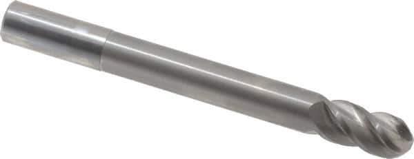 Accupro - 5/8" Diam, 1-1/4" LOC, 4 Flute Solid Carbide Ball End Mill - Uncoated, Single End, 6" OAL, 5/8" Shank Diam, Spiral Flute - USA Tool & Supply