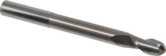 Accupro - 3/8" Diam, 3/4" LOC, 2 Flute Solid Carbide Ball End Mill - Uncoated, Single End, 4" OAL, 3/8" Shank Diam, Spiral Flute - USA Tool & Supply