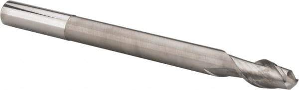 Accupro - 1/2" Diam, 1" LOC, 2 Flute Solid Carbide Ball End Mill - Uncoated, Single End, 6" OAL, 1/2" Shank Diam, Spiral Flute - USA Tool & Supply