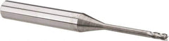 Accupro - 2mm, 5mm LOC, 6mm Shank Diam, 57mm OAL, 4 Flute, Solid Carbide Square End Mill - Single End, Uncoated, Spiral Flute, 30° Helix, Centercutting, Right Hand Cut, Right Hand Flute - USA Tool & Supply