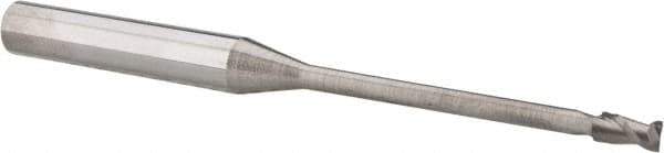 Accupro - 3mm, 8mm LOC, 6mm Shank Diam, 75mm OAL, 2 Flute, Solid Carbide Square End Mill - Single End, Uncoated, Spiral Flute, 40° Helix, Centercutting, Right Hand Cut, Right Hand Flute - USA Tool & Supply