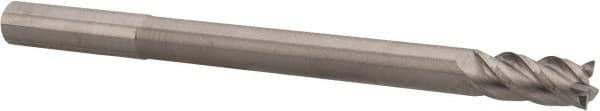 Accupro - 7/16", 1" LOC, 7/16" Shank Diam, 6" OAL, 4 Flute, Solid Carbide Square End Mill - Single End, Uncoated, Spiral Flute, 40° Helix, Centercutting, Right Hand Cut, Right Hand Flute - USA Tool & Supply