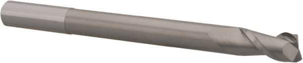Accupro - 1/2", 1" LOC, 1/2" Shank Diam, 6" OAL, 2 Flute, Solid Carbide Square End Mill - Single End, Uncoated, Spiral Flute, 40° Helix, Centercutting, Right Hand Cut, Right Hand Flute - USA Tool & Supply