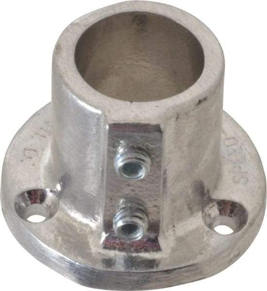 Hollaender - 1" Pipe, Base Flange, Aluminum Alloy Flange Pipe Rail Fitting - Bright Finish - USA Tool & Supply