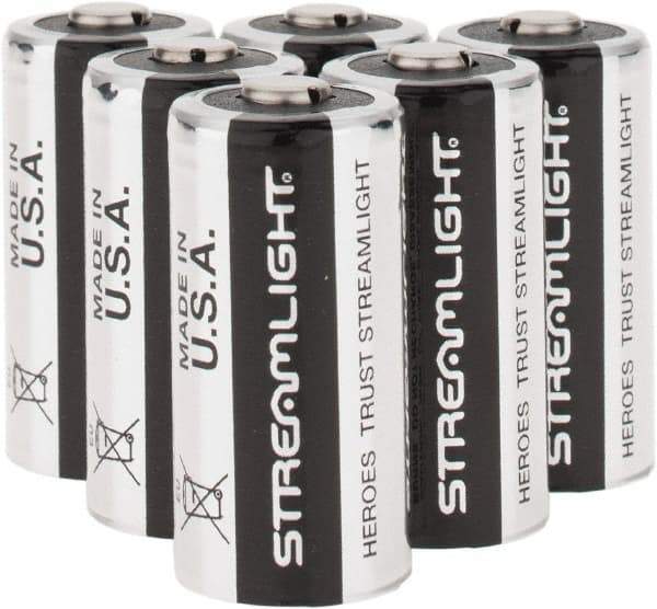 Streamlight - Size CR123A, Lithium, 6 Pack, Standard Battery - 3 Volts - USA Tool & Supply