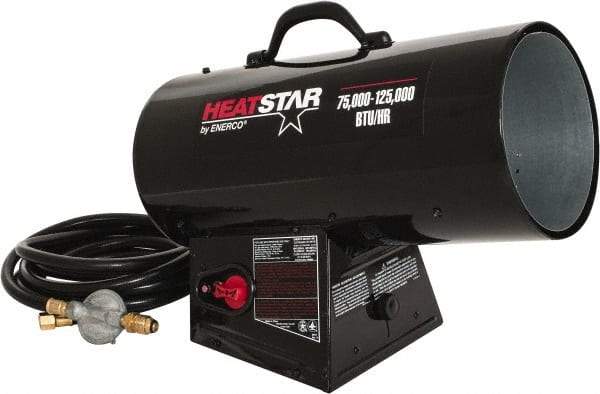 Heatstar - 75,000 to 125,000 BTU Rating, Propane Forced Air Heater - 3,000 Sq Ft Max Heating Area, 40 Lb Capacity, Fuel with Propane - USA Tool & Supply