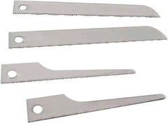 Disston - 4 Piece, 3" to 4" Long x 0.03" Thick, Bi-Metal Reciprocating Saw Blade Set - Straight Profile, 18 to 32 Teeth per Inch, Toothed Edge, Angled Tip - USA Tool & Supply