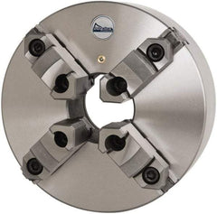 Gibraltar - 4 Jaws, 10" Diam, Self Centering Manual Lathe Chuck - Plain Back Mount Spindle, 3.1496" Through Hole Diam, 0.0016" Axial Runout, 0.0016" Radial Runout, Cast Iron - USA Tool & Supply