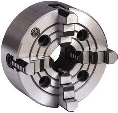 Gibraltar - 4 Jaws, 3" Diam, Independent Manual Lathe Chuck - Plain Back Mount Spindle, Reversible, 4,000 Max RPM, 0.8661" Through Hole Diam, Cast Iron - USA Tool & Supply
