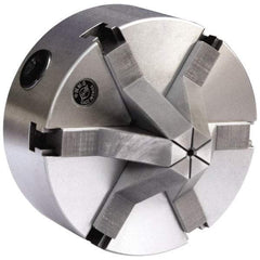 Gibraltar - 6 Jaws, 3" Diam, Self Centering Manual Lathe Chuck - Plain Back Mount Spindle, 0.6299" Through Hole Diam, Cast Iron - USA Tool & Supply