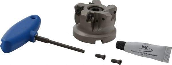 Iscar - 1.898" Cut Diam, 1" Arbor Hole, 0.138" Max Depth of Cut, 30° Indexable Chamfer & Angle Face Mill - 5 Inserts, H600 WXCU 08 Insert, Right Hand Cut, 5 Flutes, Through Coolant, Series Helido - USA Tool & Supply