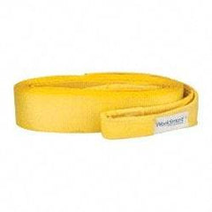 Value Collection - 30' Long x 4" Wide, 35,000 Lb Basket Capacity, 1 Ply, Polyester Web Sling - Yellow - USA Tool & Supply