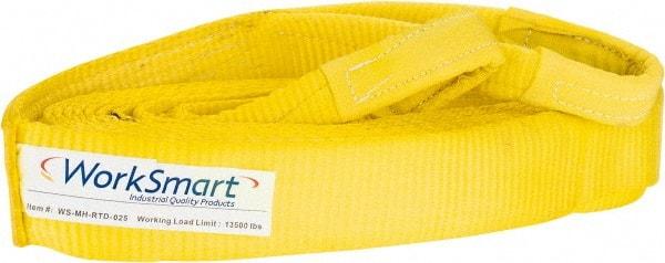 Value Collection - 30' Long x 3" Wide, 27,000 Lb Basket Capacity, 1 Ply, Polyester Web Sling - Yellow - USA Tool & Supply