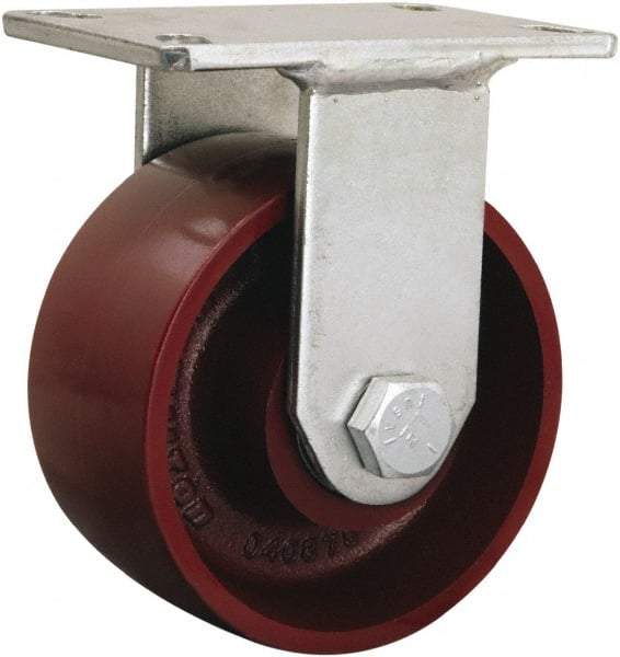 Hamilton - 6" Diam x 8" OAH Top Plate Mount Rigid Track - Iron, 2,500 Lb Capacity, Tapered Roller Bearing, 5-1/4 x 7-1/4" Plate - USA Tool & Supply