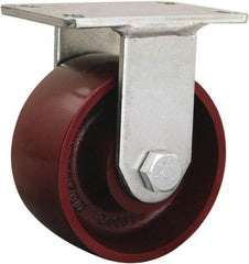Hamilton - 6" Diam x 8" OAH Top Plate Mount Rigid Track - Iron, 2,500 Lb Capacity, Tapered Roller Bearing, 5-1/4 x 7-1/4" Plate - USA Tool & Supply