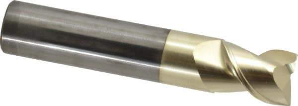 Accupro - 3/4", 1" LOC, 3/4" Shank Diam, 4" OAL, 2 Flute, Solid Carbide Square End Mill - Single End, ZrN Finish, Spiral Flute, Variable° Helix, Centercutting, Right Hand Cut, Right Hand Flute - USA Tool & Supply