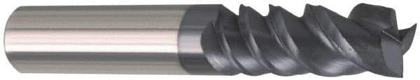 Accupro - 1", 1-1/4" LOC, 1" Shank Diam, 3" OAL, 3 Flute, Solid Carbide Square End Mill - Single End, AlTiN Finish, Spiral Flute, Variable° Helix, Centercutting, Right Hand Cut, Right Hand Flute - USA Tool & Supply