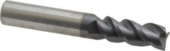 Accupro - 3/8", 1" LOC, 3/8" Shank Diam, 2-1/2" OAL, 3 Flute, Solid Carbide Square End Mill - Single End, AlTiN Finish, Spiral Flute, Variable° Helix, Centercutting, Right Hand Cut, Right Hand Flute - USA Tool & Supply