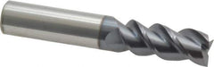 Accupro - 1/2", 1-1/4" LOC, 1/2" Shank Diam, 3" OAL, 3 Flute, Solid Carbide Square End Mill - Single End, AlTiN Finish, Spiral Flute, Variable° Helix, Centercutting, Right Hand Cut, Right Hand Flute - USA Tool & Supply