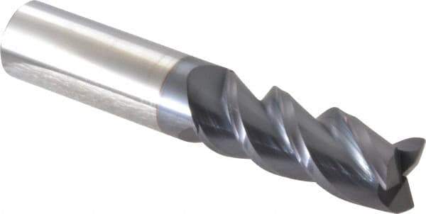 Accupro - 5/8", 1-5/8" LOC, 5/8" Shank Diam, 3-1/2" OAL, 3 Flute, Solid Carbide Square End Mill - Single End, AlTiN Finish, Spiral Flute, Variable° Helix, Centercutting, Right Hand Cut, Right Hand Flute - USA Tool & Supply