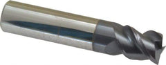 Accupro - 1/2", 5/8" LOC, 1/2" Shank Diam, 2-1/2" OAL, 3 Flute, Solid Carbide Square End Mill - Single End, AlTiN Finish, Spiral Flute, Variable° Helix, Centercutting, Right Hand Cut, Right Hand Flute - USA Tool & Supply