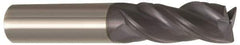 Accupro - 5/8", 3 Flute, Single End, Solid Carbide, 0.0300 - 0.0350" Corner Radius End Mill - 3" OAL, Right Hand Flute, 3/4" LOC, Right Hand Cut - USA Tool & Supply