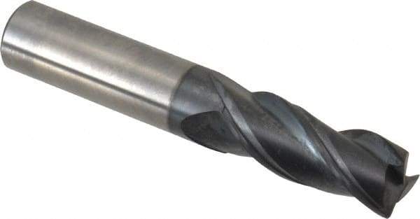 Accupro - 1/2", 3 Flute, Single End, Solid Carbide, 0.0300 - 0.0350" Corner Radius End Mill - 3" OAL, Right Hand Flute, 1-1/4" LOC, Right Hand Cut - USA Tool & Supply