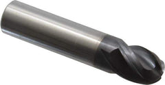 Accupro - 5/8" Diam, 3/4" LOC, 4 Flute Solid Carbide Ball End Mill - AlTiN Finish, Single End, 3" OAL, 5/8" Shank Diam, Spiral Flute - USA Tool & Supply