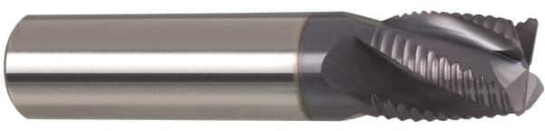 Accupro - 1" Diam, Fine Pitch, 3-1/4" LOC, 4 Flute Solid Carbide Roughing Square End Mill - TiCN Finish, 6" OAL, 1" Shank Diam, Single End, Centercutting, 30° Helix - USA Tool & Supply