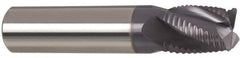 Accupro - 1" Diam, Fine Pitch, 3-1/4" LOC, 4 Flute Solid Carbide Roughing Square End Mill - TiCN Finish, 6" OAL, 1" Shank Diam, Single End, Centercutting, 30° Helix - USA Tool & Supply