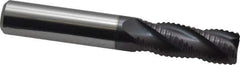 Accupro - 3/8" Diam, Fine Pitch, 1" LOC, 4 Flute Solid Carbide Roughing Square End Mill - AlTiN Finish, 2-1/2" OAL, 3/8" Shank Diam, Single End, 30° Helix - USA Tool & Supply