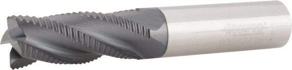 Accupro - 1/2" Diam, Fine Pitch, 1-1/4" LOC, 4 Flute Solid Carbide Roughing Square End Mill - AlTiN Finish, 3" OAL, 1/2" Shank Diam, Single End, 30° Helix - USA Tool & Supply