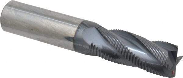 Accupro - 5/8" Diam, Fine Pitch, 1-1/2" LOC, 4 Flute Solid Carbide Roughing Square End Mill - AlTiN Finish, 3-1/2" OAL, 5/8" Shank Diam, Single End, 30° Helix - USA Tool & Supply