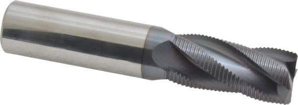 Accupro - 3/4" Diam, Fine Pitch, 1-5/8" LOC, 4 Flute Solid Carbide Roughing Square End Mill - AlTiN Finish, 4" OAL, 3/4" Shank Diam, Single End, 30° Helix - USA Tool & Supply