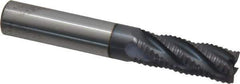 Accupro - 3/8" Diam, Fine Pitch, 1" LOC, 5 Flute Solid Carbide Roughing Square End Mill - AlTiN Finish, 2-1/2" OAL, 3/8" Shank Diam, Single End, 30° Helix - USA Tool & Supply