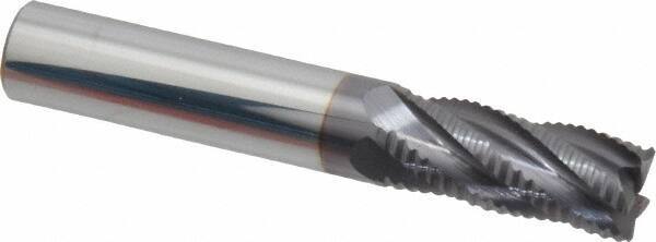 Accupro - 7/16" Diam, Fine Pitch, 1" LOC, 5 Flute Solid Carbide Roughing Square End Mill - AlTiN Finish, 2-3/4" OAL, 7/16" Shank Diam, Single End, 30° Helix - USA Tool & Supply