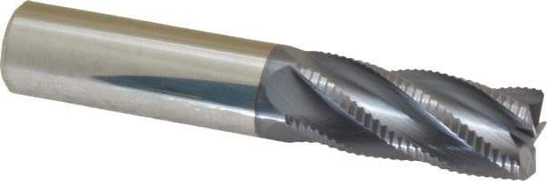 Accupro - 5/8" Diam, Fine Pitch, 1-1/2" LOC, 5 Flute Solid Carbide Roughing Square End Mill - AlTiN Finish, 3-1/2" OAL, 5/8" Shank Diam, Single End, 30° Helix - USA Tool & Supply