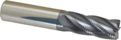 Accupro - 5/8" Diam, Fine Pitch, 1-1/2" LOC, 5 Flute Solid Carbide Roughing Square End Mill - AlTiN Finish, 3-1/2" OAL, 5/8" Shank Diam, Single End, 30° Helix - USA Tool & Supply