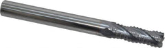 Accupro - 1/4" Diam, Fine Pitch, 3/4" LOC, 4 Flute Solid Carbide Roughing Square End Mill - TiCN Finish, 2-1/2" OAL, 1/4" Shank Diam, Single End, 30° Helix - USA Tool & Supply