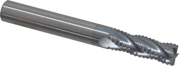 Accupro - 5/16" Diam, Fine Pitch, 7/8" LOC, 4 Flute Solid Carbide Roughing Square End Mill - TiCN Finish, 2-1/2" OAL, 5/16" Shank Diam, Single End, 30° Helix - USA Tool & Supply