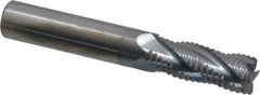 Accupro - 3/8" Diam, Fine Pitch, 1" LOC, 4 Flute Solid Carbide Roughing Square End Mill - TiCN Finish, 2-1/2" OAL, 3/8" Shank Diam, Single End, 30° Helix - USA Tool & Supply