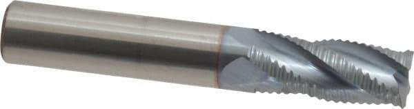 Accupro - 7/16" Diam, Fine Pitch, 1" LOC, 4 Flute Solid Carbide Roughing Square End Mill - TiCN Finish, 2-3/4" OAL, 7/16" Shank Diam, Single End, 30° Helix - USA Tool & Supply
