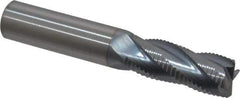Accupro - 1/2" Diam, Fine Pitch, 1-1/4" LOC, 4 Flute Solid Carbide Roughing Square End Mill - TiCN Finish, 3" OAL, 1/2" Shank Diam, Single End, 30° Helix - USA Tool & Supply