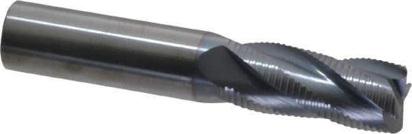 Accupro - 5/8" Diam, Fine Pitch, 1-1/2" LOC, 4 Flute Solid Carbide Roughing Square End Mill - TiCN Finish, 3-1/2" OAL, 5/8" Shank Diam, Single End, 30° Helix - USA Tool & Supply