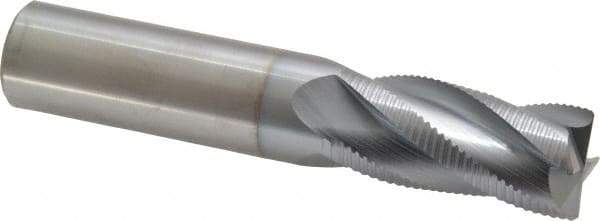 Accupro - 3/4" Diam, Fine Pitch, 1-5/8" LOC, 4 Flute Solid Carbide Roughing Square End Mill - TiCN Finish, 4" OAL, 3/4" Shank Diam, Single End, 30° Helix - USA Tool & Supply